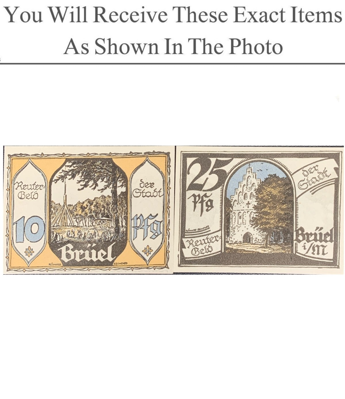 Germany Notgeld BRUEL 10 25 Pfenning 1922 Set 2 pcs