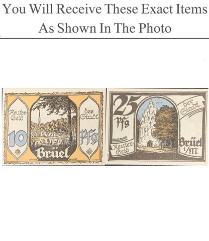 Germany Notgeld BRUEL 10 25 Pfenning 1922 Set 2 pcs