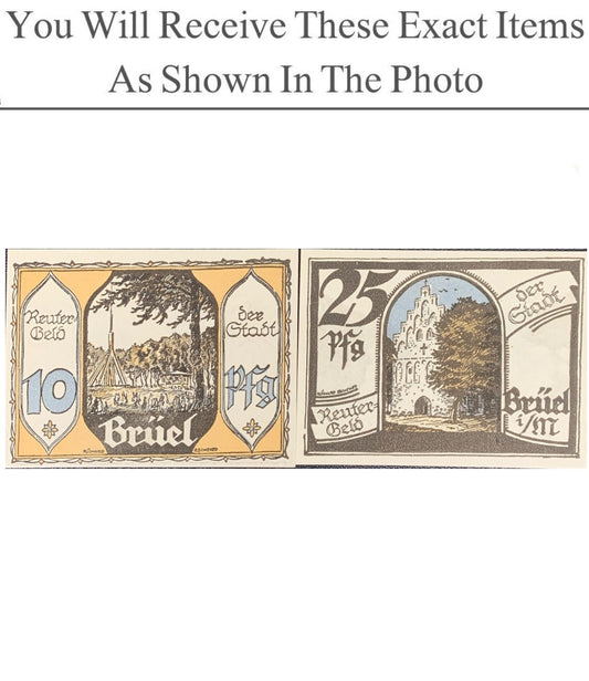 Germany Notgeld BRUEL 10 25 Pfenning 1922 Set 2 pcs