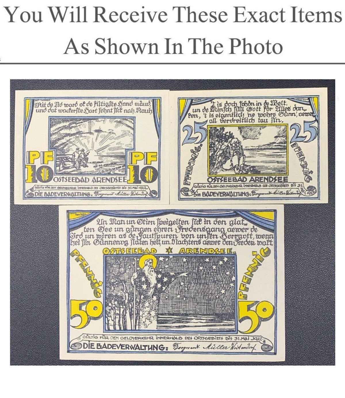 Germany Notgeld ARENDSEE 10 25 50 Pfennig 1922 Full Set 3 pcs