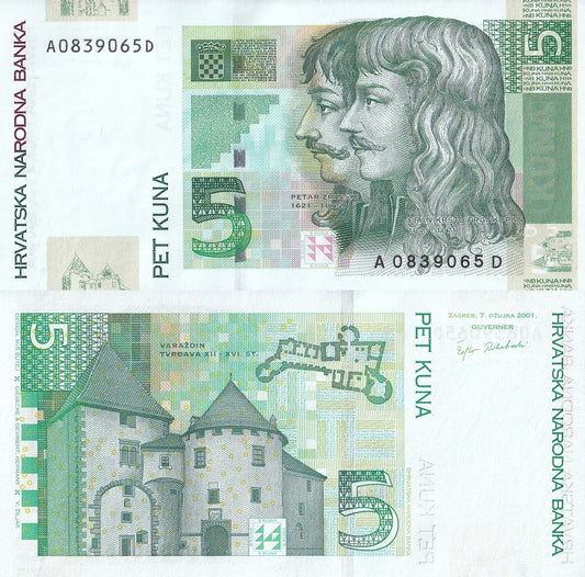 Croatia 5 Kuna 2001 P 37 UNC
