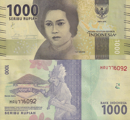 Indonesia 1000 Rupiah 2016/2018 P 154c Random Sign UNC 1 Bundle Lot 100 pcs