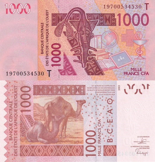 West African States Togo 1000 Francs 2019 P 815T Code T UNC