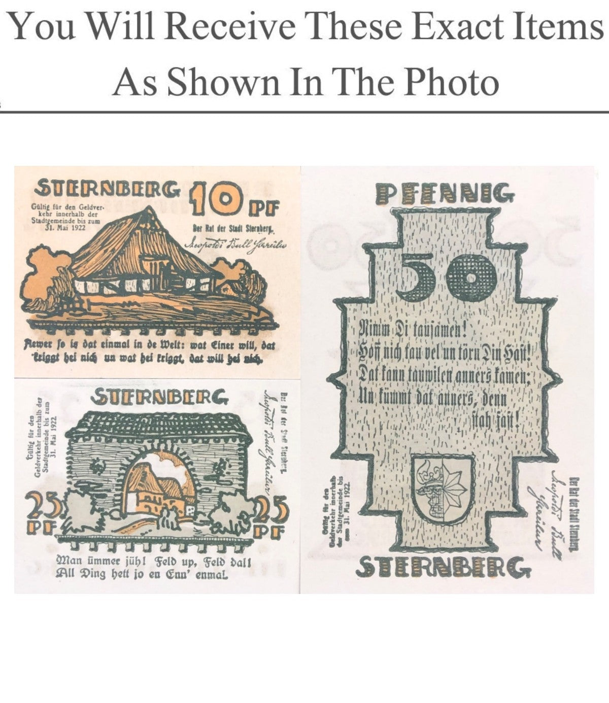 Germany Notgeld STERNBERG 10 25 50 Pfennig 1922 Full Set 3 pcs