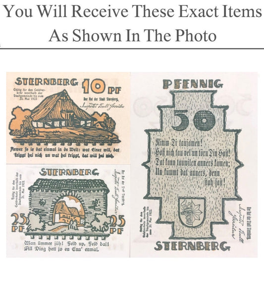 Germany Notgeld STERNBERG 10 25 50 Pfennig 1922 Full Set 3 pcs
