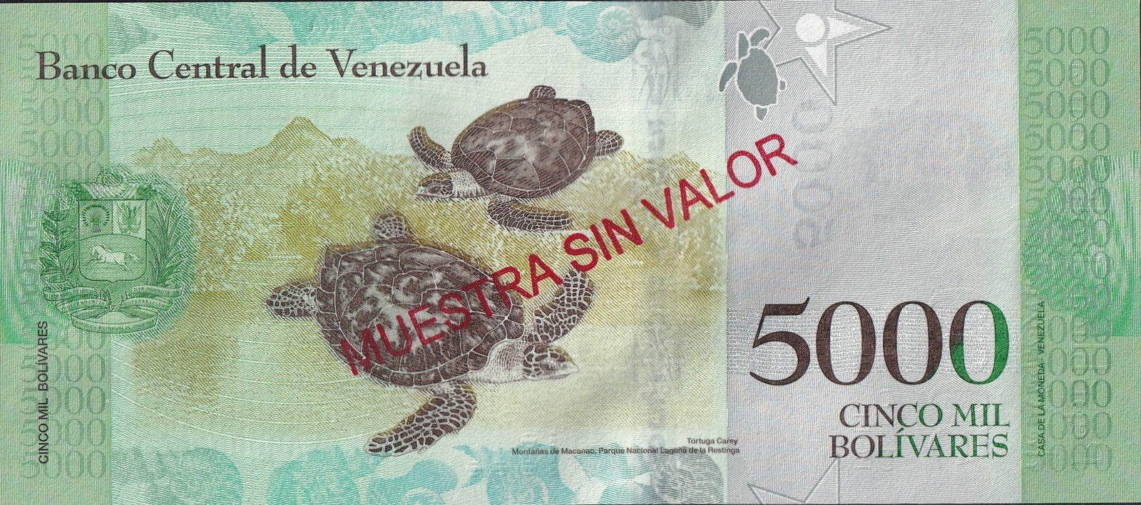 Venezuela 5000 Bolivars 2016 P 97 UNC SPECIMEN