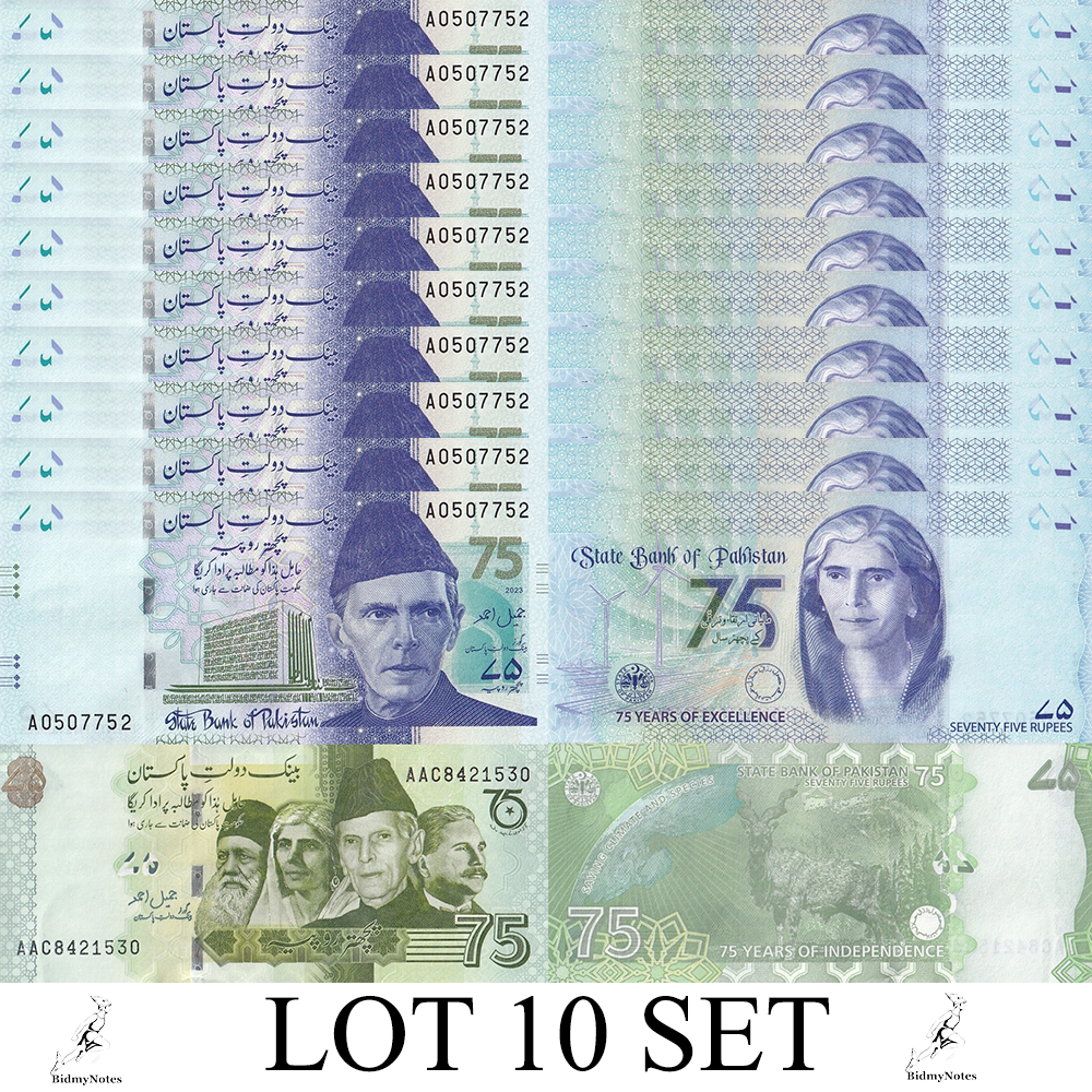 Pakistan 75 2022 2023 P 56 57 Commemorative UNC Set 2 Pcs LOT 10