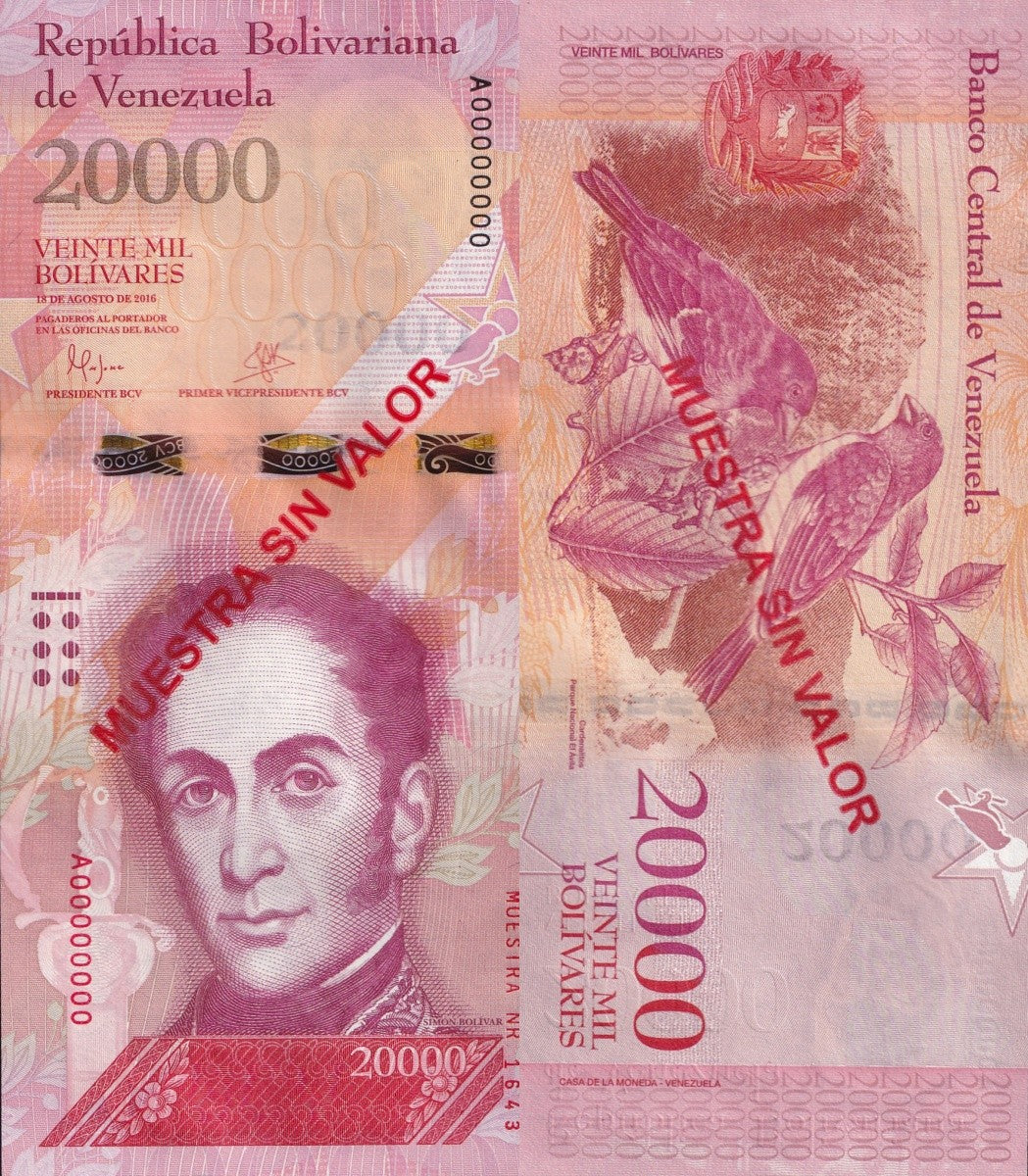 Venezuela 20000 Bolivars 2016 P 99 UNC SPECIMEN