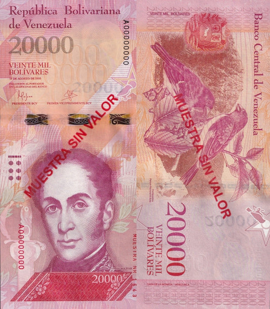 Venezuela 20000 Bolivars 2016 P 99 UNC SPECIMEN