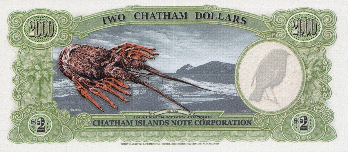 Chatham Islands 2 Dollars 1999 Commemorative Polymer Banknote Test Note UNC