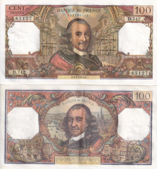 France 100 Francs 1973 P 149d EF-AU WITH HOLE