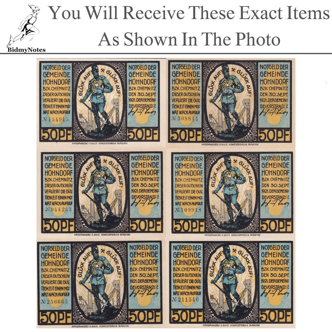Germany Notgeld HOHNDORF 50 Pfennig 1921 Set 6 pcs
