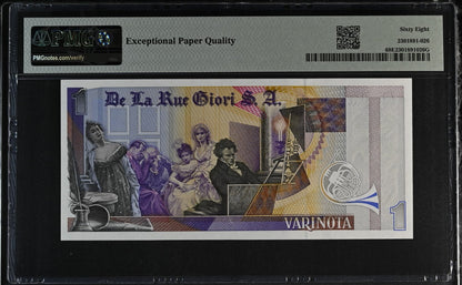 De La Rue Giori S.A. Test Note Beethoven Varinota UNC PMG 68 EPQ With Out S/N