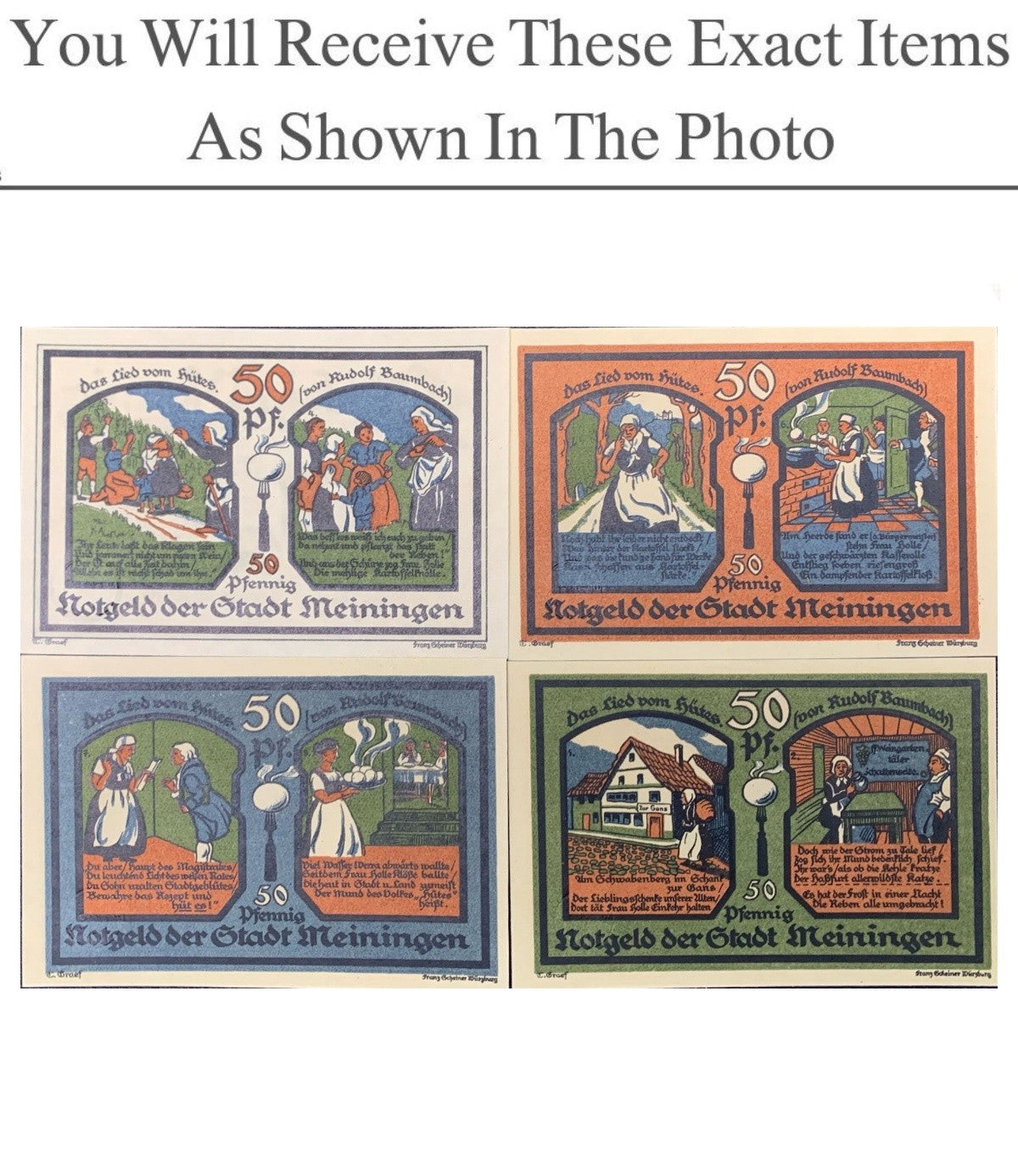 Germany Notgeld MEININGEN 50 Pfennig 1921 Full Set 4 pcs
