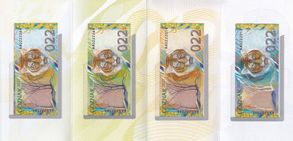 Russia Goznak Test Note 2022 Tiger 4 Seasons UNC Set 4 p AA Prefix With Folder