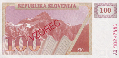 Slovenia 100 Tolarjev 1990 P 6 UNC SPECIMEN