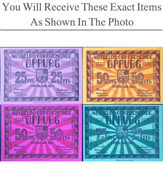 Germany Notgeld OPPURG 25 50 75 Pfennig 1921 Full Set 4 pcs
