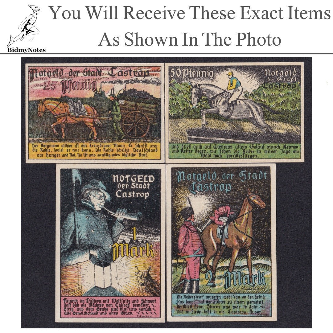 Germany Notgeld CASTROP 25 50 Pfennig 1 2 Mark 1921 Set 4 pcs