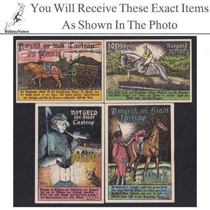 Germany Notgeld CASTROP 25 50 Pfennig 1 2 Mark 1921 Set 4 pcs