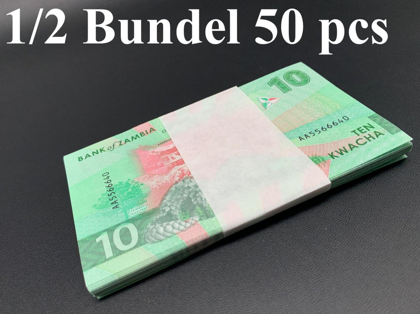 Zambia 10 Kwacha 2024 2025 P New Issue UNC AA Fist Prefix 1/2 Bundle LOT 50 pcs