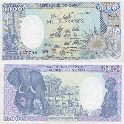 Congo 100 Francs 1992 P 11 UNC MINOR FOXING