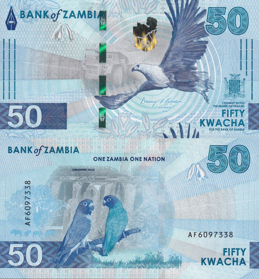 Zambia 50 Kwacha 2024 2025 P New Issue UNC