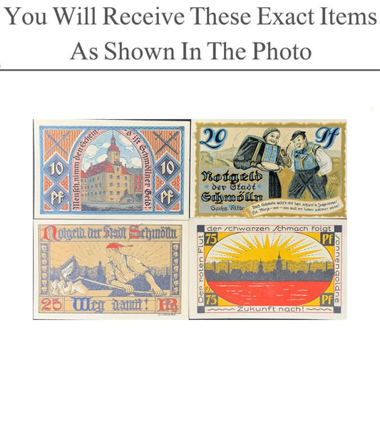 Germany Notgeld SCHMOLLN 10 20 25 75 Pfennig 1921 Full Set 4 pcs