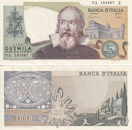 Italy 2000 Lire 1983 P 103c UNC GALILEO Sign Ciampi Stevani