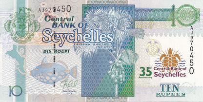Seychelles 10 Rupees 2013 P 46 UNC Commemorative