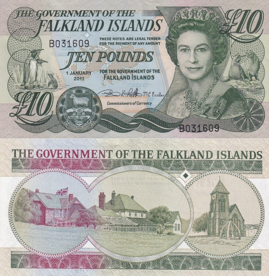 Falkland Islands 10 Pounds 2011 P 18 UNC