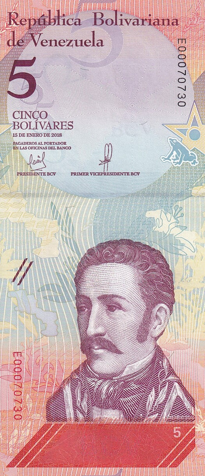 Venezuela 5 Bolivares 2018 P 102 UNC