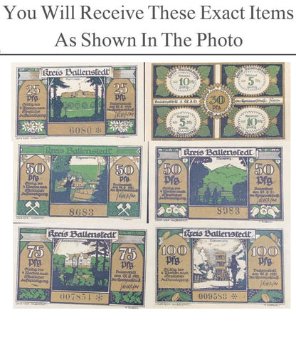 Germany Notgeld BALLENSTEDT 25 30 50 75 100 Pfennig 1921 Full Set 6 pcs