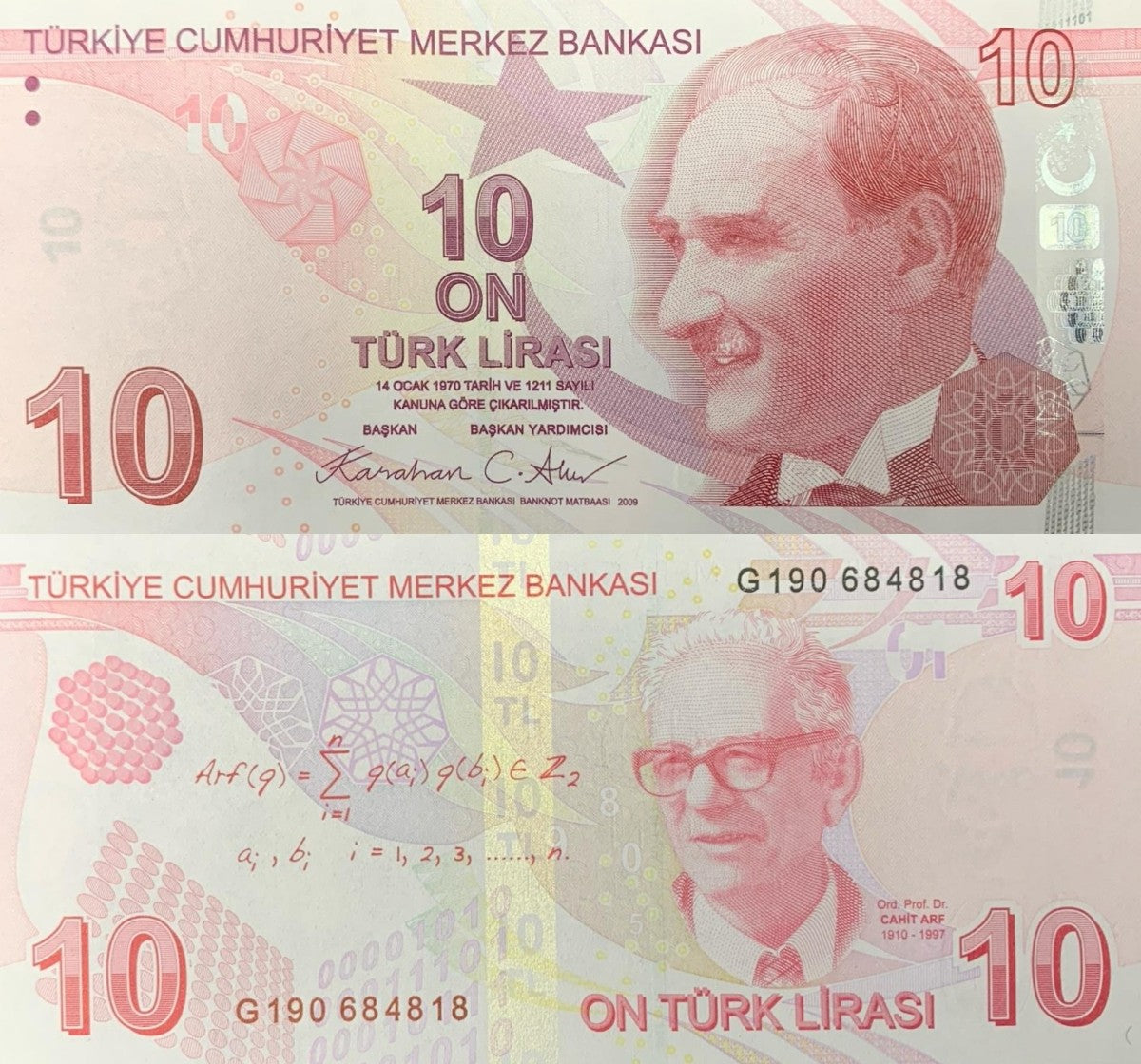 Turkey 10 Turk Lirasi 2009/2025 P 223 New Date UNC 1/10 Bundle Lot 10 pcs