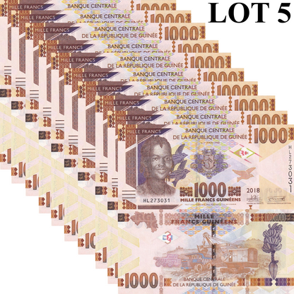 Guinea 1000 Francs 2018 P 48 UNC 1/10 Bundle Lot 10 pcs