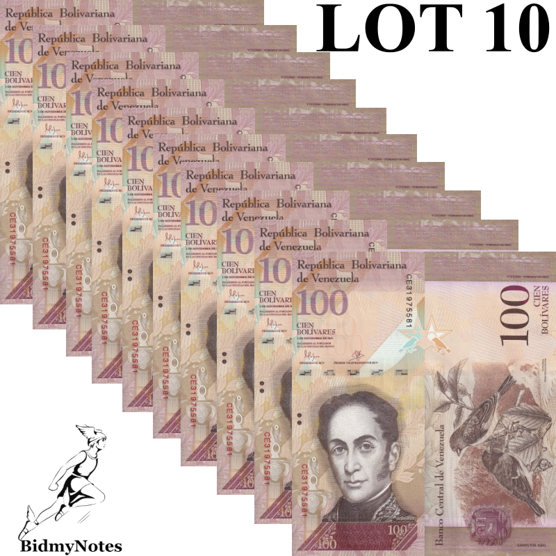 Venezuela 100 Bolivares 2015 P 93j UNC 1/10 Bundle LOT 10 pcs