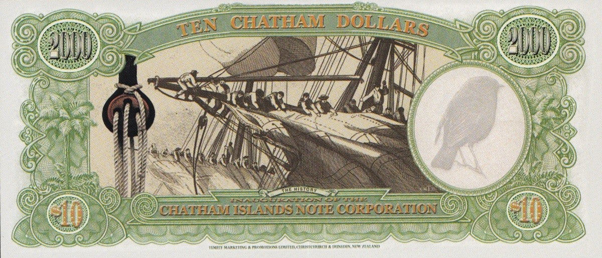 Chatham Islands 10 Dollars 1999 Commemorative Polymer Banknote Test Note UNC