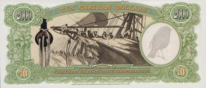 Chatham Islands 10 Dollars 1999 Commemorative Polymer Banknote Test Note UNC