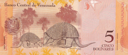 Venezuela 5 Bolivares 2007-2014 P 89 Random Sign UNC