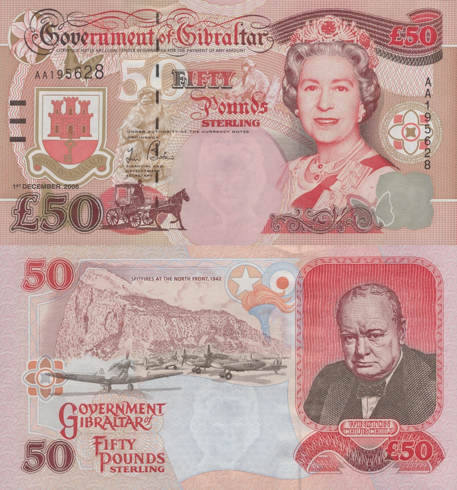 Gibraltar 50 Pounds 2006 P 34a UNC AA First Prefix
