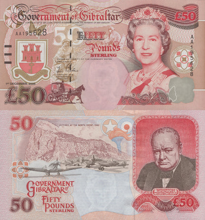 Gibraltar 50 Pounds 2006 P 34a UNC AA First Prefix