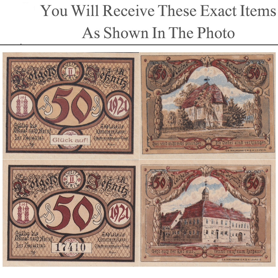 Germany Notgeld JESSNITZ 50 Pfennig 1921 Set 2 pcs