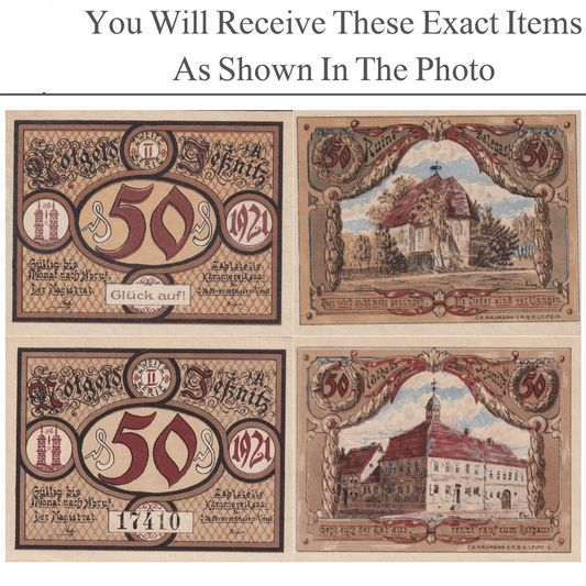 Germany Notgeld JESSNITZ 50 Pfennig 1921 Set 2 pcs