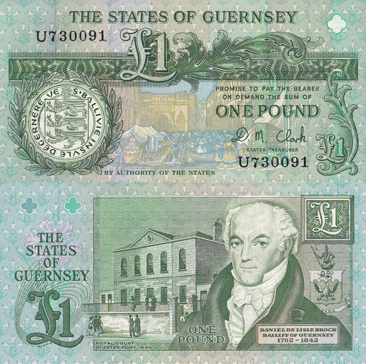 Guernsey 1 Pound ND 1991-2016 P 52 UNC