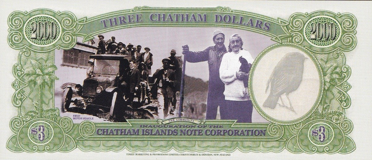 Chatham Islands 3 Dollars 1999 Commemorative Polymer Banknote Test Note UNC