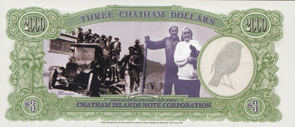 Chatham Islands 3 Dollars 1999 Commemorative Polymer Banknote Test Note UNC