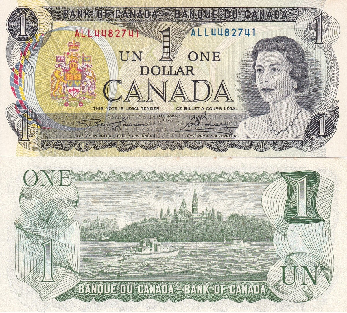 Canada 1 Dollar 1973 P 85c UNC FOXING
