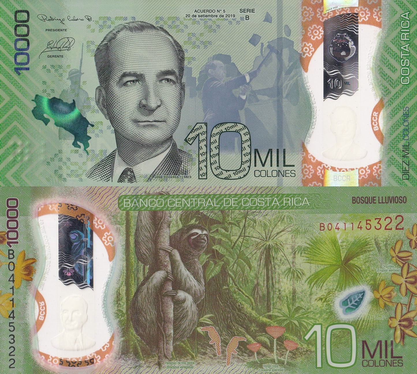 Costa Rica 10000 Colones 2019 P 283 Polymer UNC