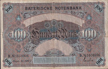 Germany-Bayern 100 Mark 1900 P S922 Circulated