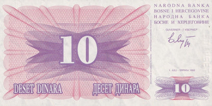 Bosnia & Herzegovina 10 Dinara 1992 P 10 UNC