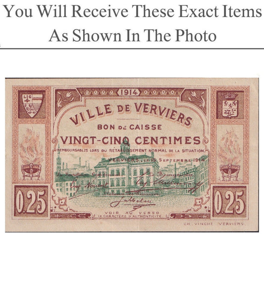 Belgium Notgeld VERVIERS 25 Centimes 1914